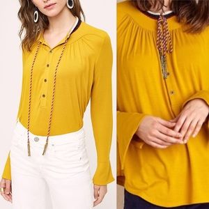 AKEMI + KIN mustard goldie tassel tie top